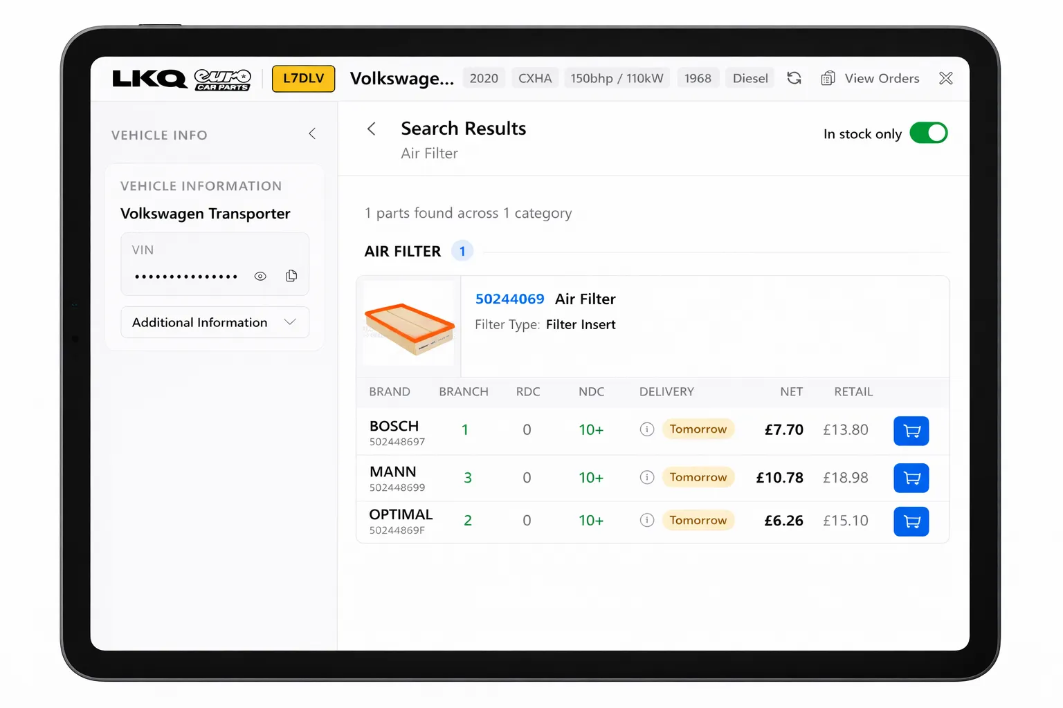 LKQ Euro Car Parts integration with LaunchControl